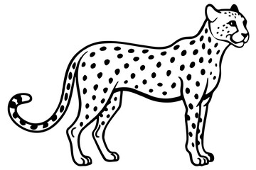 Minimalist Cheetah Vector Design in Line Art on White Background