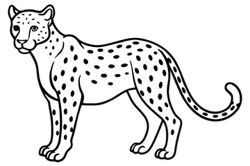 Minimalist Cheetah Vector Design in Line Art on White Background