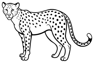 Minimalist Cheetah Vector Design in Line Art on White Background