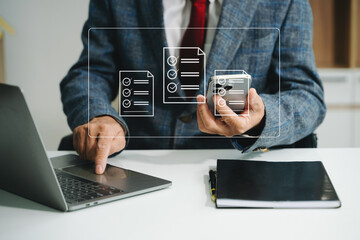 Online business contract Electronic signature, e-signing, digital document management, paperless office,