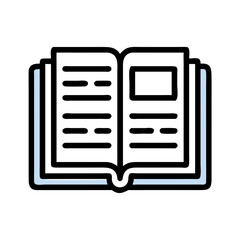 Open Book Icon Outline Coloring Book Page Line Art Drawing Set White Background

