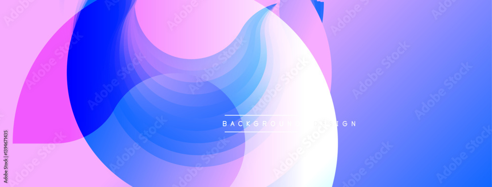 Poster abstract flowing shapes, vibrant blue, pink hues create dynamic composition. smooth gradients sugges