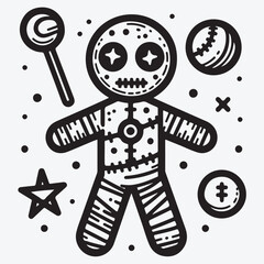 Voodoo doll line icon stock illustration
