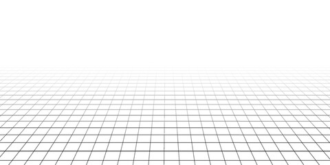 White background with gray perspective grid lines creating a square pattern. Template platform for technology, user interface, industry, science.