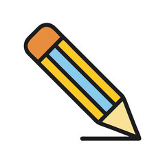 Pencil Icon Outline Coloring Book Page Line Art Drawing Set White Background