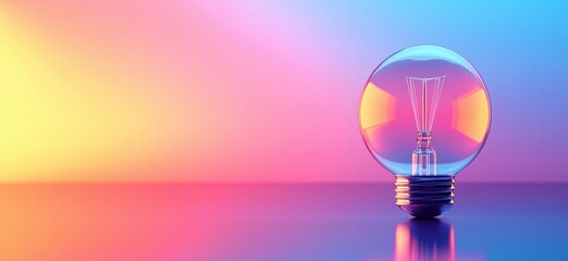 Colorful light bulb with vibrant gradient background showcasing modern design and creativity