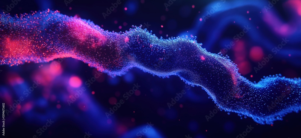 Aufkleber colorful abstract representation of molecular structure with glowing particles and waves