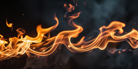 Flame and Fire in High Contrast on Dark Background