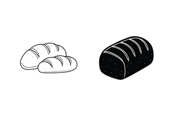 Black And White Illustration Of Bread Loaves For Culinary Designs
