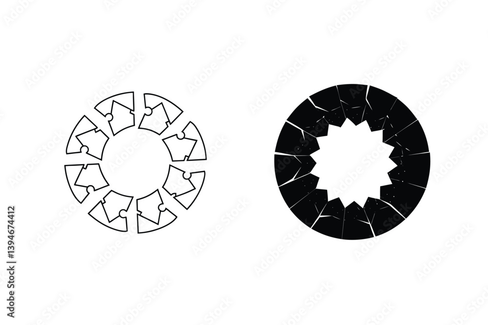 Poster abstract circular design elements in black and white minimalist style
