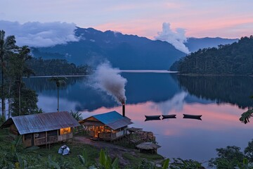 Lakeside Village at Dawn