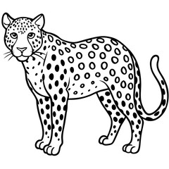 Minimalist Leopard Vector Design with Clean Line Art on a White Background