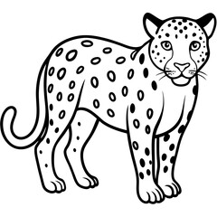 Minimalist Leopard Vector Design with Clean Line Art on a White Background