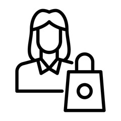 female customer outline icon. customer avatar black line illustration.