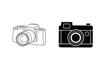 Digital Camera Outline And Silhouette Simple Photographic Equipment Icons