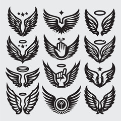 Fototapeta premium Wings icon set stock illustration