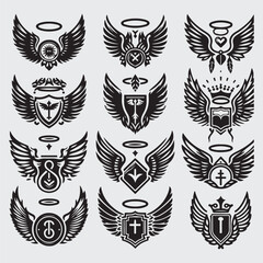 Fototapeta premium Wings icon set stock illustration
