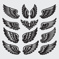 Wings icon set stock illustration