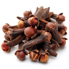 Obraz premium A close up view of a pile of dried cloves isolated on white background