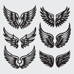 Wings icon set stock illustration