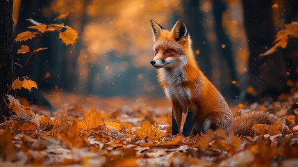 Obraz premium Fox in autumn forest