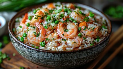 Shrimp and rice dish with peas