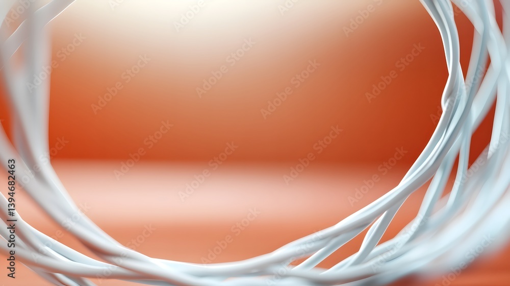 Poster white wires forming a circular pattern on an orange background