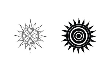 Black And White Sun Illustrations In A Minimalist Style For Creative Projects