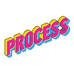 Vibrant groovy text icon: colorful retro process theme for design projects and branding