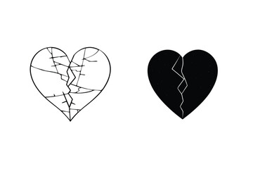 Isolated Broken Heart Silhouette Symbolizing Heartbreak Grief And Emotional Pain