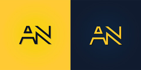 Minimalist Abstract Initial letter AN logo.