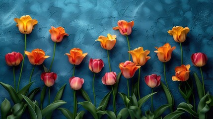 Aerial Tulip Floral Pattern in a rectangle Frame HD 8K wallpaper Photographic Image
