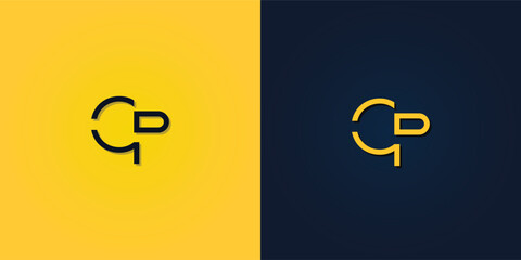 Minimalist Abstract Initial letter CP logo.