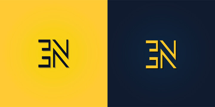 Minimalist Abstract Initial letter EN logo.