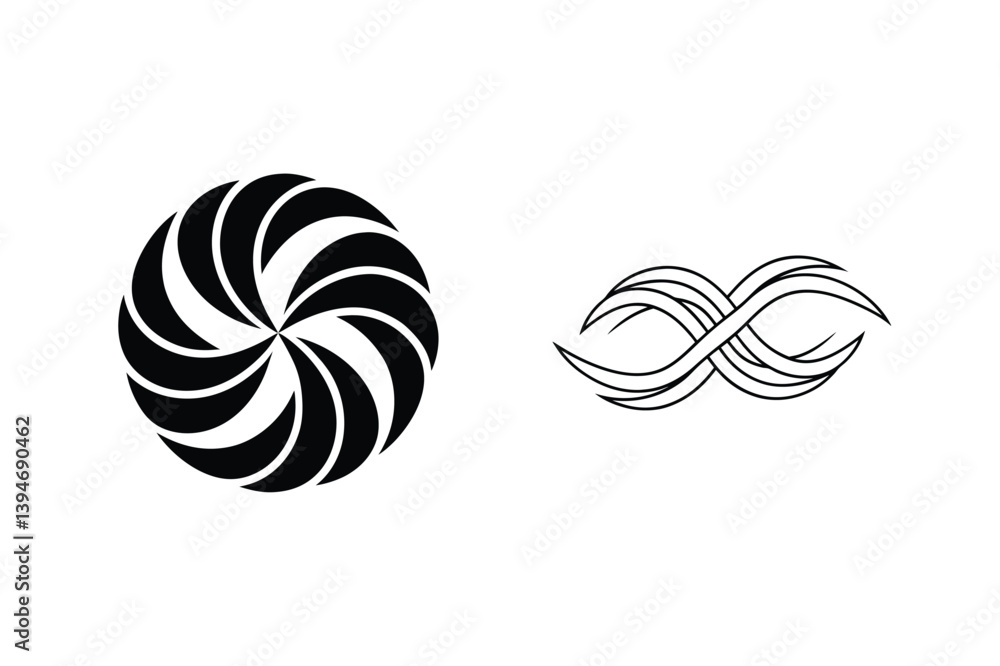 Poster minimalist design elements featuring a circular swirl and intertwined lines