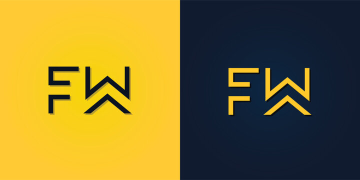 Minimalist Abstract Initial letter FW logo.