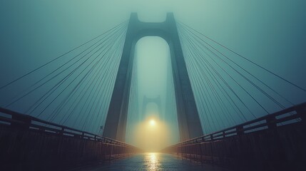 Obraz premium Misty Bridge at Night