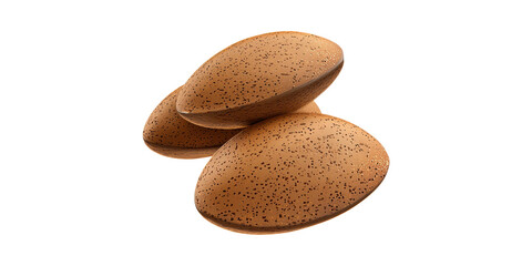 Three Speckled Brown Eggs. Natural Food Ingredient And Culinary Concept Isolated On Transparent Background