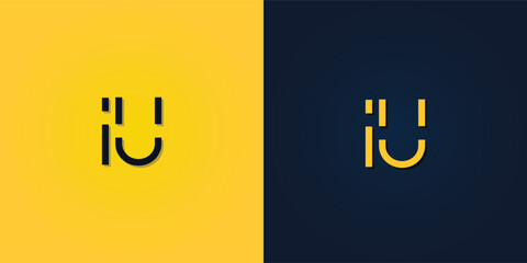 Fototapeta premium Minimalist Abstract Initial letter IU logo.