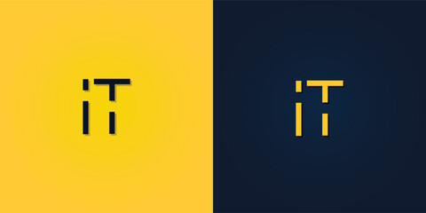 Obraz premium Minimalist Abstract Initial letter IT logo.