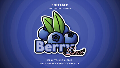 sweet berry vector text effect with modern style design usable for logo or company campaign