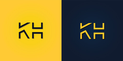 Minimalist Abstract Initial letter KH logo.