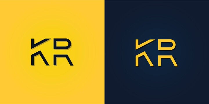 Minimalist Abstract Initial letter KR logo.
