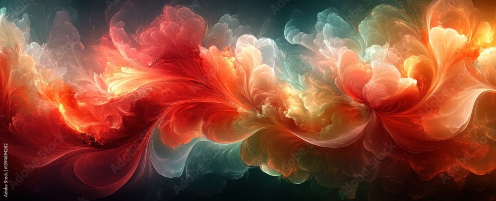 Poster vibrant abstract fractal art background with dynamic light and fluid composition for modern graphic 