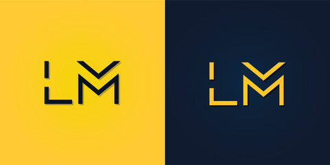 Minimalist Abstract Initial letter LM logo.