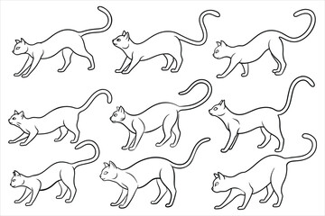 one line sketch of a cat stretching