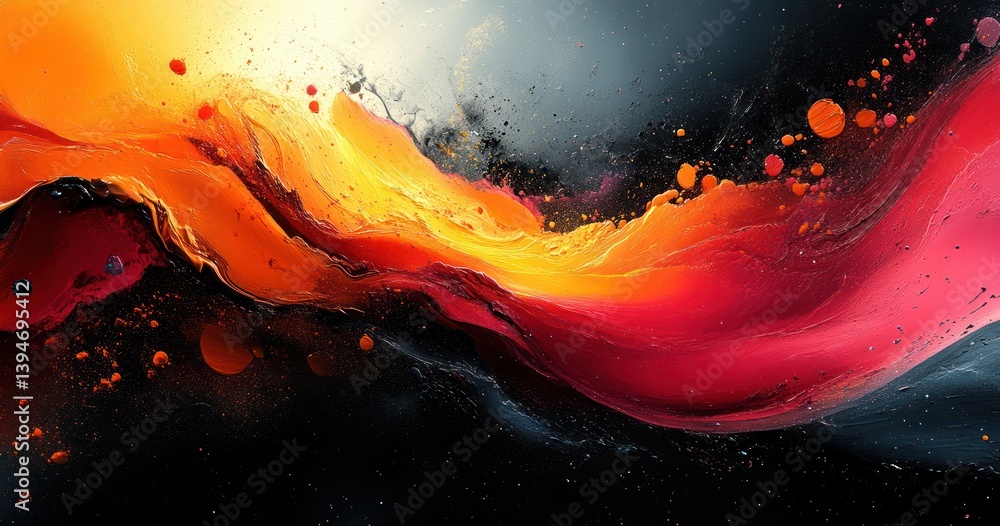Poster dynamic abstract fluid color waves smoke pattern vibrant background modern fractal artwork