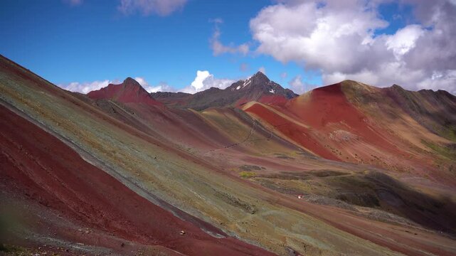 Time-lapse of Mount Vinicunca and Red Mountains with Moving Clouds, Peru