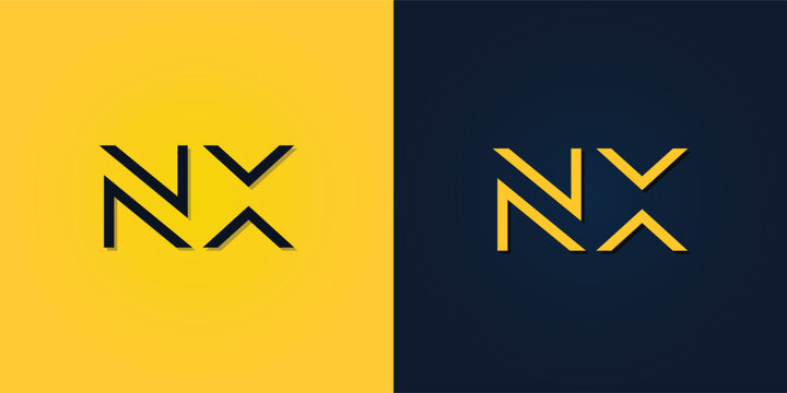 Minimalist Abstract Initial letter NX logo.
