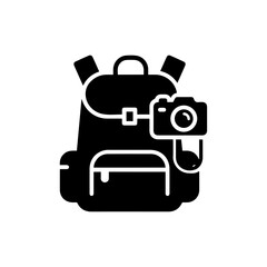 Backpack with Camera and Cable Icon for Travel and Photography